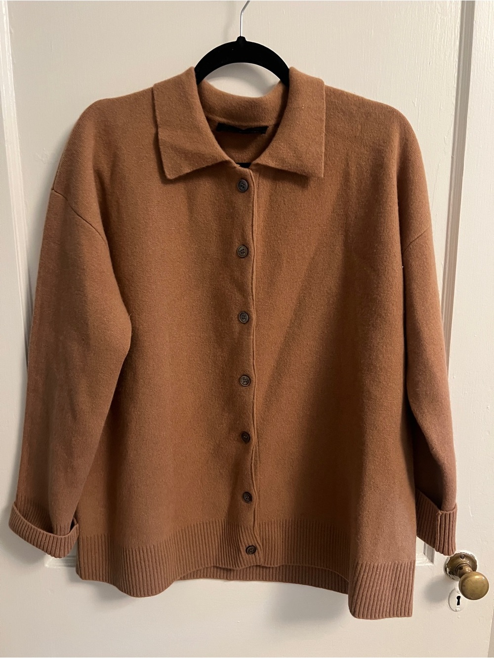 Zara Wool Sweater Button Down Medium-Large - Camel